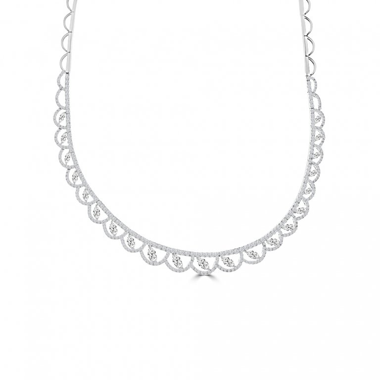 Marquise Diamond Lace Necklace in 18K White Gold