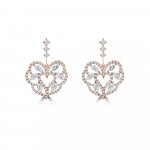 Marquise Diamond Heart Lace Drop Earrings in 18K White Gold, 18K Rose Gold