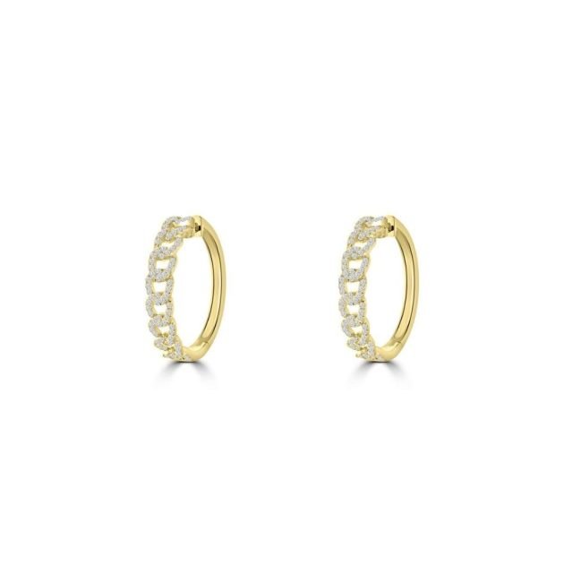 Wholesale Fine Jewellery 6 Diamond Chain Links Hoop Earrings (M) in 18K Yellow Gold