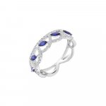 Marquise Sapphire Diamond Lace Ring in 18K White Gold