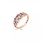 Multi Sapphire Diamond Sprinkle Cluster Ring in 18K Rose Gold