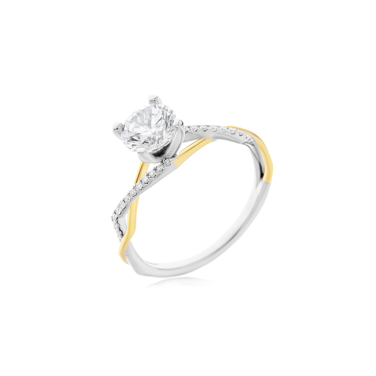 Diamond Twisted Overlay Engagement Ring