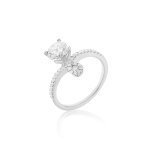 Diamond Curved Loop Pavé Engagement Ring in 18K White Gold
