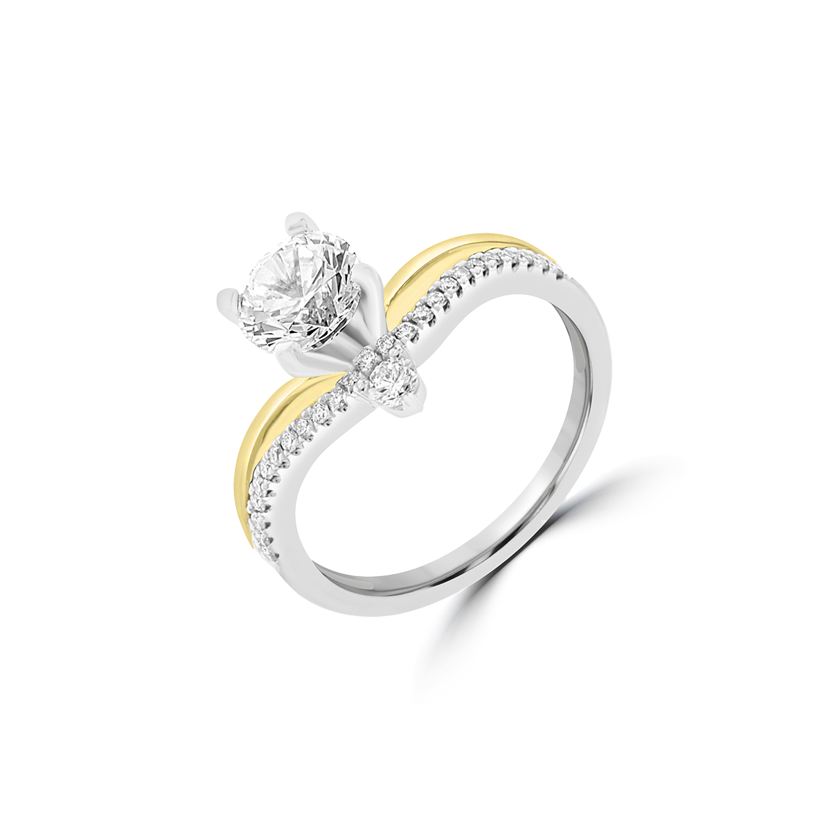 Diamond Curved Pavé Double Band Engagement Ring