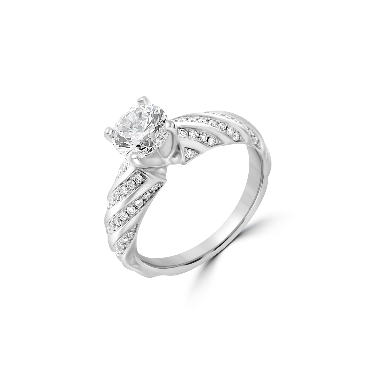 Diamond Spiral Pattern Engagement Ring