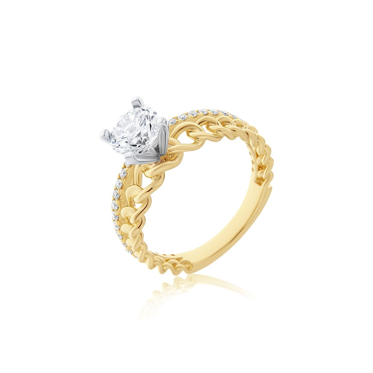 Diamond Curb Chain Engagement Ring