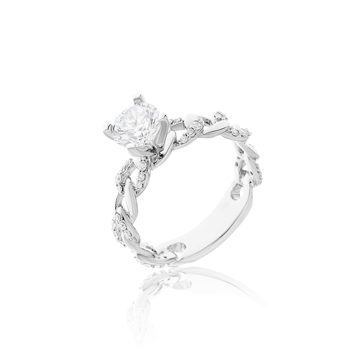 Diamond Curb Chain Engagement Ring