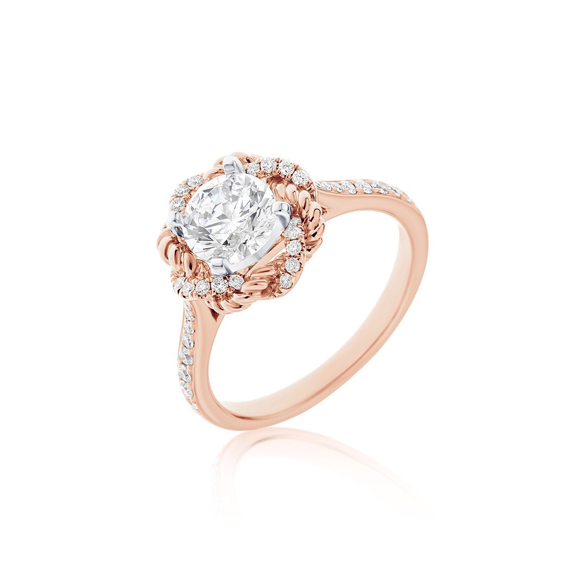 Diamond Twisted Rope Infinity Halo Engagement Ring