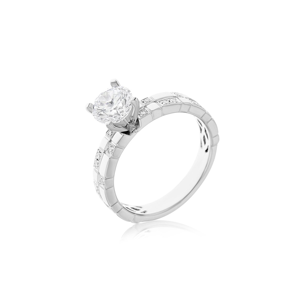Double Row Ice Cube Diamond Engagement Ring