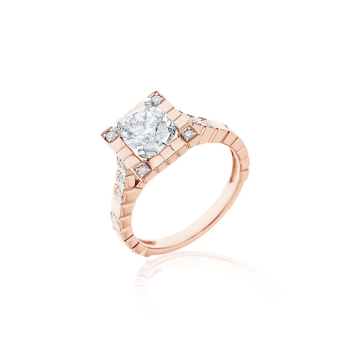 Diamond Ice Cube Halo Engagement Ring