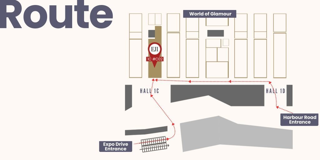 Hong Kong International Jewellery Show HKIJS 2025 Route - EJI Booth Location Hall 1C #C02