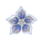Diamond Embroidered Periwinkle Flower Brooch (S) in 18K White Gold